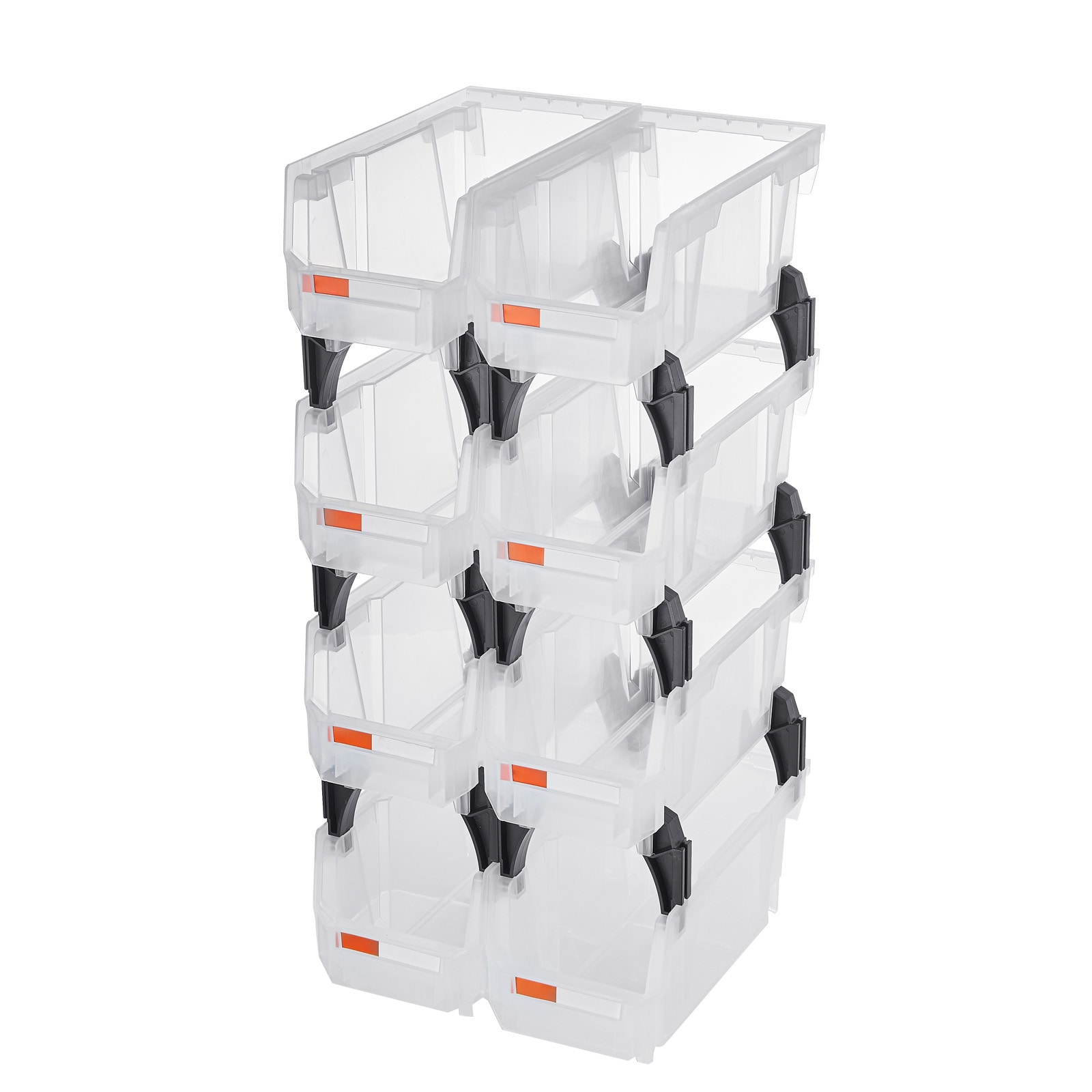 Plastic Stackable Storage Bins, Set Of 8 Transparent Containers_voghion.com
